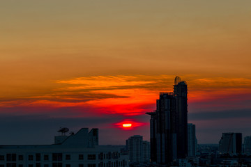 Natural blurred background of fog scattered among trees in the morning,with soft sunlight from the sun,seasonal beauty