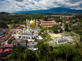 Fototapeta na wymiar Aerial view of Masjid Ubudiah, Kuala Kangsar, Perak