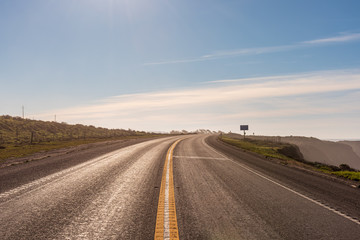 Fototapeta na wymiar View of an empty road in California