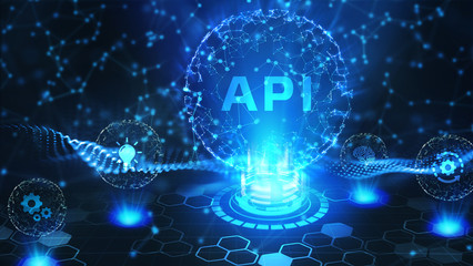 API - Application Programming Interface. Software development tool. Business, modern technology, internet and networking concept
