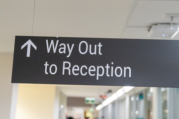 Reception sign in hospital