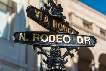 The sign of Rodeo Drive in Los Angeles