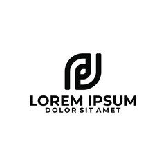 Initial letter pd, dp, rj, N logo template with leaf line art symbol on flat design monogram illustration