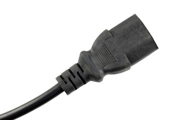 Black Cable of Plug port isolated on white background.