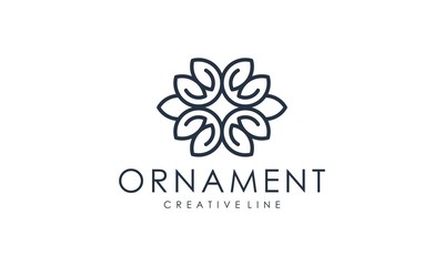 leaf ornamentation fancy line logo illustration