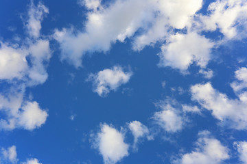 Blue sky with white clouds in the daytime background.