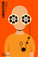 Movie and film poster design template background modern vintage retro style