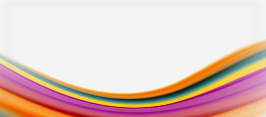 Wave lines abstract background, smooth silk design with rainbow style colors. Liquid fluid color waves. Vector Illustration