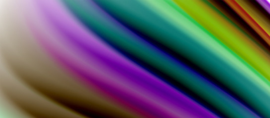 Wave lines abstract background, smooth silk design with rainbow style colors. Liquid fluid color waves. Vector Illustration