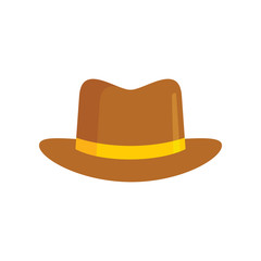 gentleman Hat flat icon. Vector gentleman hat in flat style isolated on white background. Element for web, game and advertising