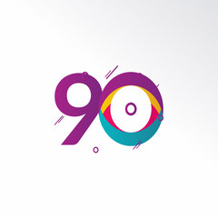 90 Years Anniversary Celebration Vector Template Design Illustration