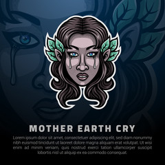 Mother earth crying vector illustration