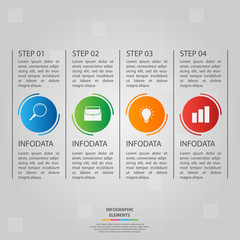 Infographic elements. Business concept timeline. Modern infograph template with four steps. Can use for workflow layout, diagram, banner, webdesign, presentation. Vector illustration.