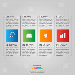 Infographic elements. Business concept timeline. Modern infograph template with four steps. Can use for workflow layout, diagram, banner, webdesign, presentation. Vector illustration.