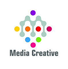 Dot Digital Letter M Icon Logo Design Element for Media creative.  H