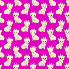 Seamless pattern with cute cats. Vector baby background.