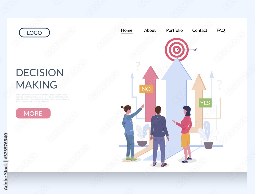 Wall mural decision making vector website landing page design template