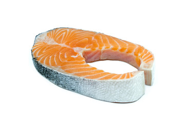 Salmon fish health food and seafood isolated on white background