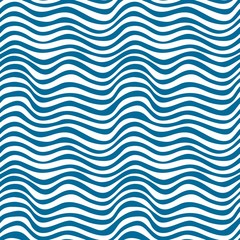 Wavy striped seamless background. Blue on white. Simple vector repeating seamless abstract surface design for web, print, decor and scrapbooking.