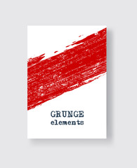 Red grunge brush stroke on white background. Minimalistic style.