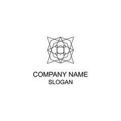 Abstract symmetric geometric logo, with basic shape.