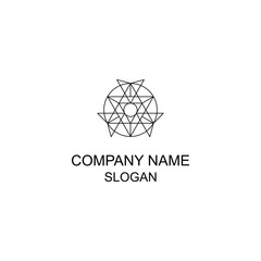 Abstract symmetric geometric logo, with basic shape.