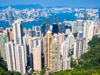 香港　ビクトリ・ピークから眺める摩天楼