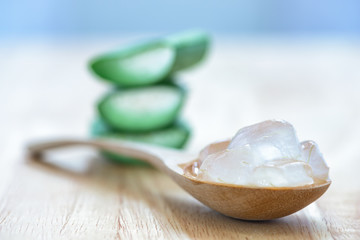 Aloe Vera on wood spoon