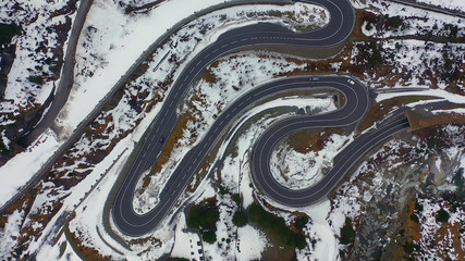 Obraz premium Wonderful snowy winter landscape in the Alps - aerial view - travel photography