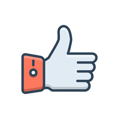 Color illustration icon for thumbs up vote 