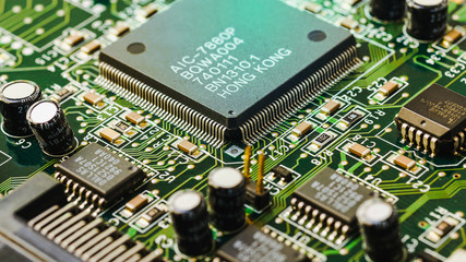 Closeup on electronic board and Electronic device,background
