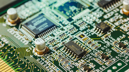 Closeup on electronic board and Electronic device,background