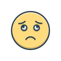 Color illustration icon for sad dispirited 