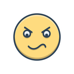 Color illustration icon for angry irritable 