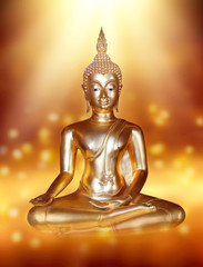 The background of the Buddha is energetic, mysterious and beautiful. Some Buddha images that emerge from darkness and light. Leave space for placing characters.
