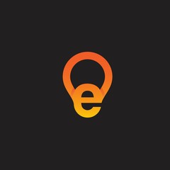 letter E lamp logo icon vector