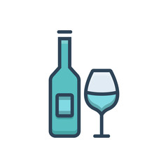 Color illustration icon for beverage wine 