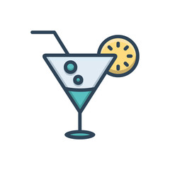 Color illustration icon for beverage cocktail 