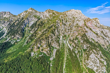 Montenegro mountains helicopter aerial view