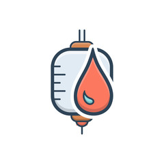 Color illustration icon for blood bag 