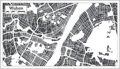 Fototapeta na wymiar Wuhan China City Map in Retro Style. Outline Map.