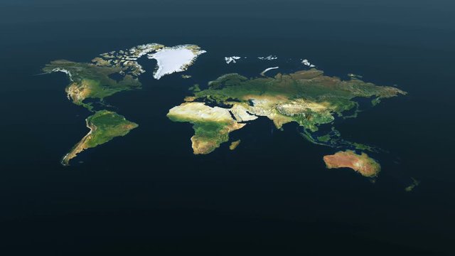 Relief map of World - 3D render animation