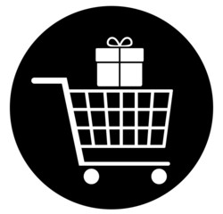 Shopping cart icon. Trolley for shopping and gifts.