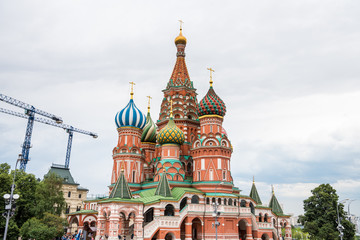 Fototapeta na wymiar The Cathedral of Vasily the Blessed, or Saint Basil's Cathedral, a church in Red Square in Moscow, Russia and regarded as a symbol of the country.