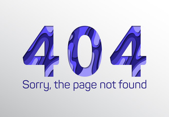 Web 404 Error page not found with papercut numbers