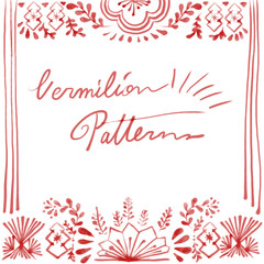 Vermilion pattern Japanese style  water color hand painted