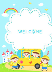 Happy nursery design background illustration