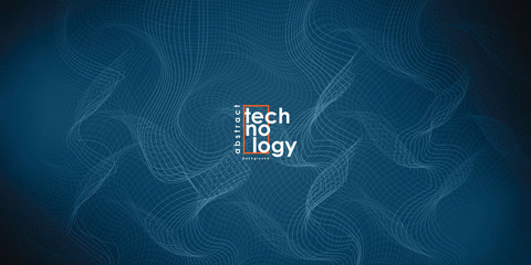 Abstract wave lines background. Dynamic particles sound wave flowing abstract background. Geometric template for your design brochure, flyer, report, website, banner. Vector illustration