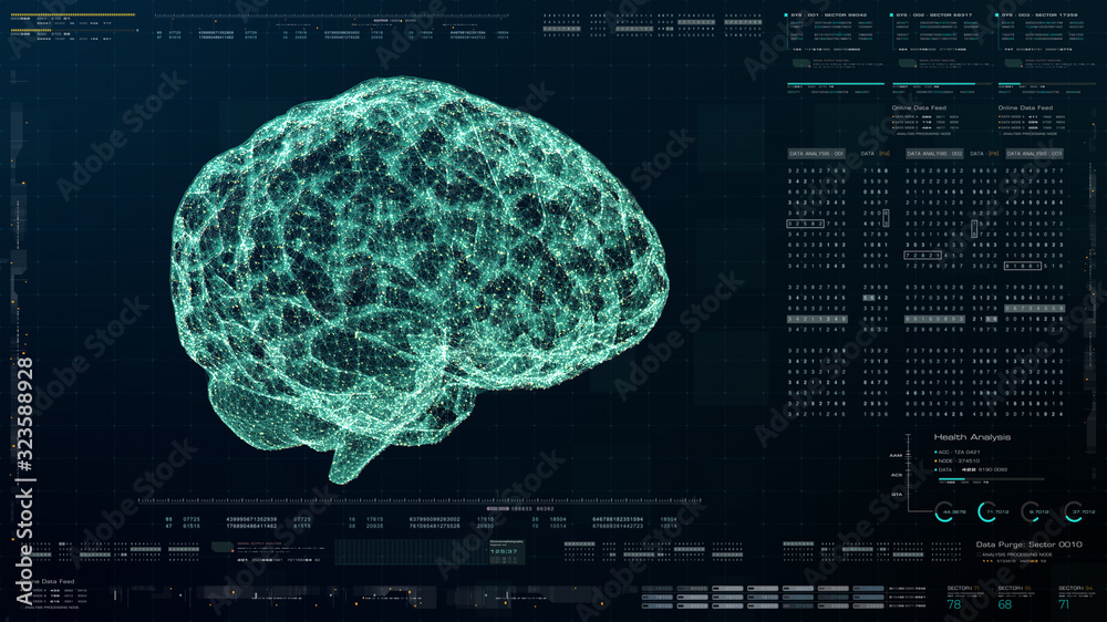 Aufkleber futuristic head up display motion element virtual biomedical holographic human body scan neurologica
