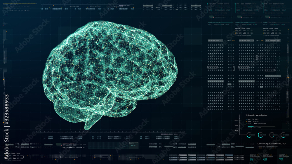 Aufkleber futuristic head up display motion element virtual biomedical holographic human body scan neurologica